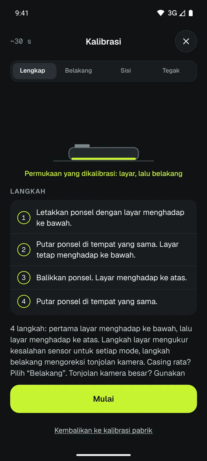 Kalibrasi Loodis dalam 4 langkah: di meja mana pun dengan memutar HP