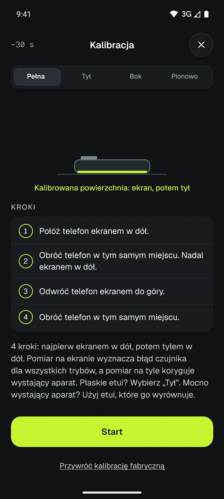 Kalibracja Loodis w 4 krokach: na dowolnym stole, przez obrócenie telefonu