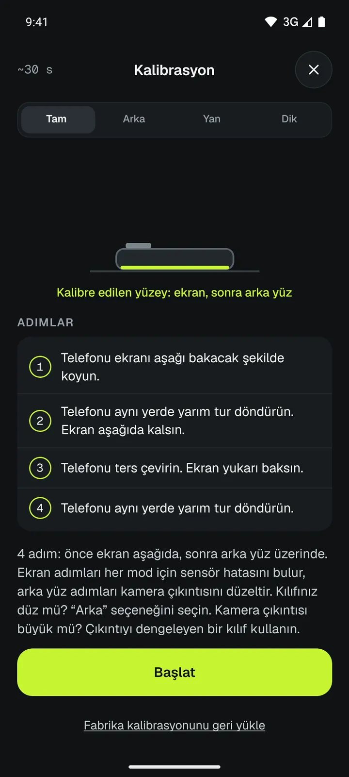 Loodis kalibrasyonu 4 adımda: telefonu çevirerek her masada kalibre edin